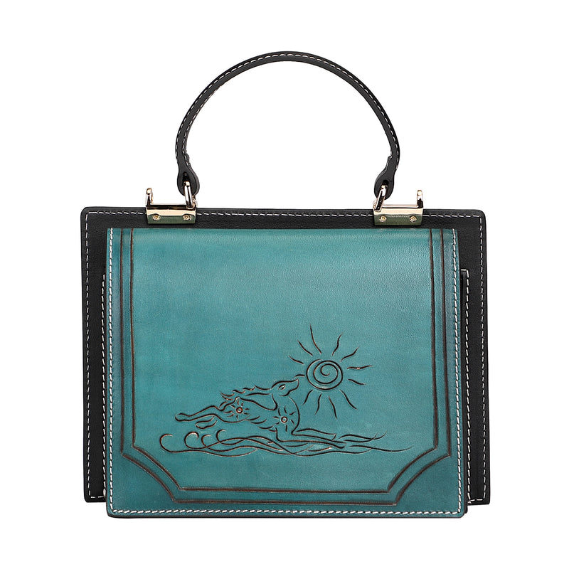 PIJUSHI Leather Satchel Purses Women Hand Painted Crossbody Handbag Handmade
