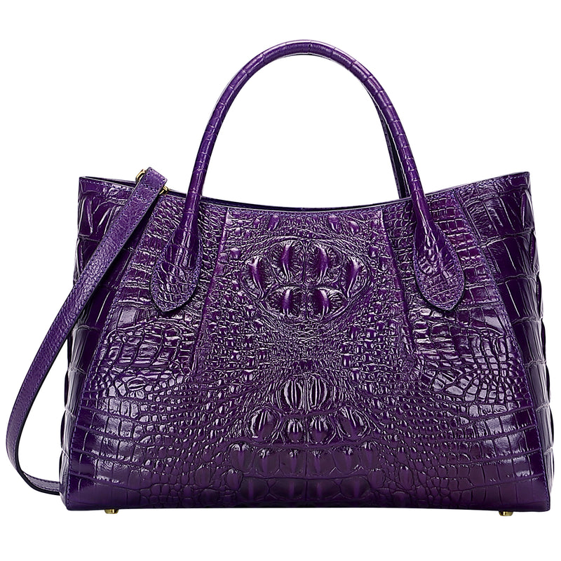Violet Crocodile Top Satchel Handle Handbags-PIJUSHI