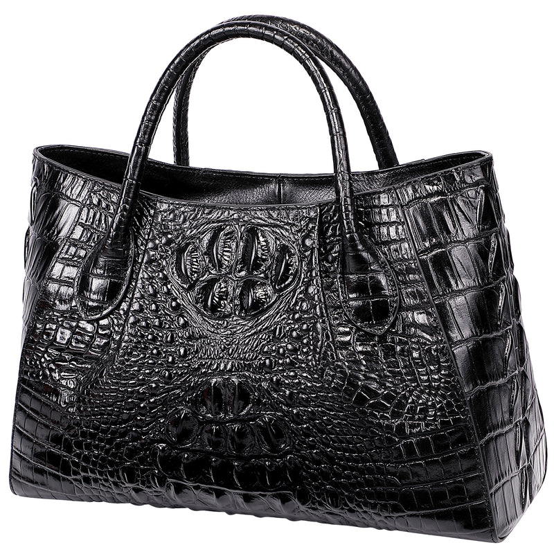  Black Crocodile Top Satchel Handle Handbags-PIJUSHI 