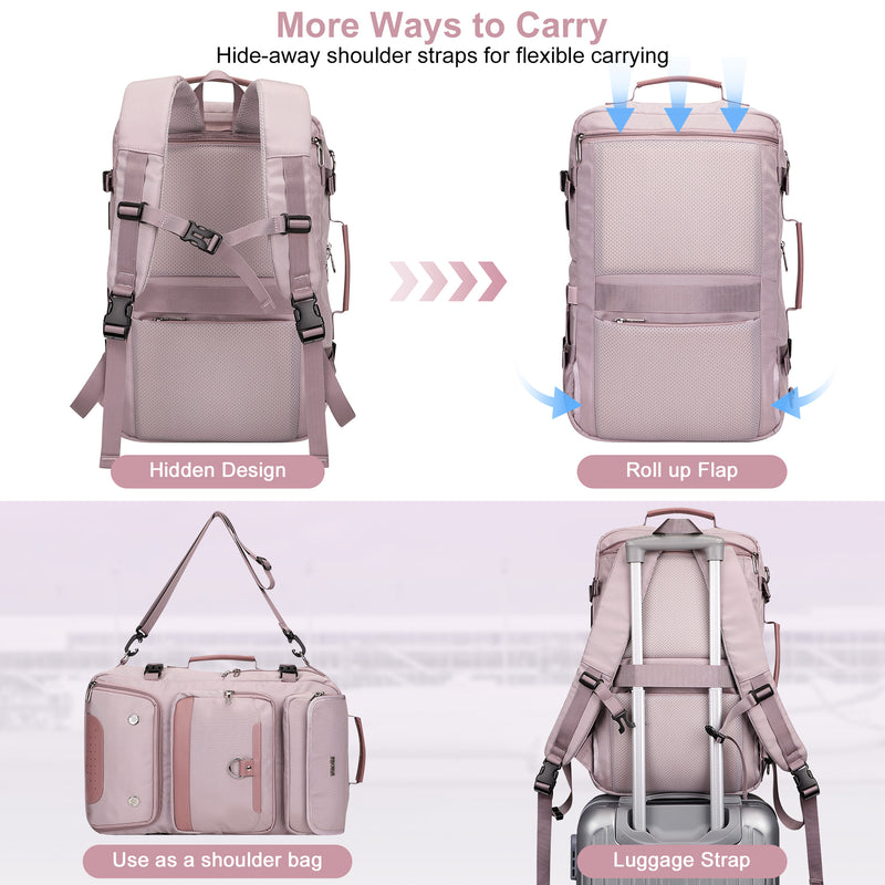 PIJUSHI Carry on Travel Backpack for Women Convertible Duffel Bag Backpack Large Luggage Rucksack Fit 16 Inch Laptop