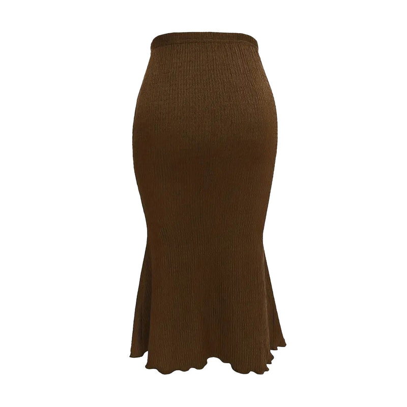AUSDIOCA Long Skirts for Women High Waisted Solid Color Knit Fishtail Skirts Casual