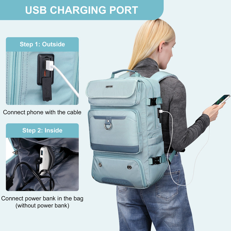 PIJUSHI Carry on Travel Backpack for Women Convertible Duffel Bag Backpack Large Luggage Rucksack Fit 16 Inch Laptop