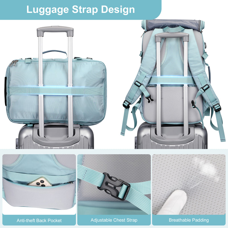 PIJUSHI Travel Backpack for Women Carry on Luggage Backpack Flight Approved Convertible Duffle Bag Fit 16 Inch Laptop