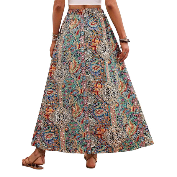 AUSDIOCA Maxi Skirts for Women High Waist Floral Skirt With Slit Dressy Casual(AS6009）