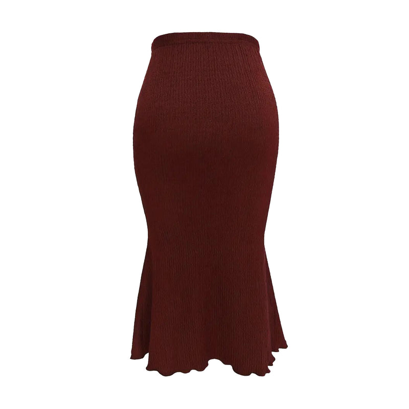 AUSDIOCA Long Skirts for Women High Waisted Solid Color Knit Fishtail Skirts Casual