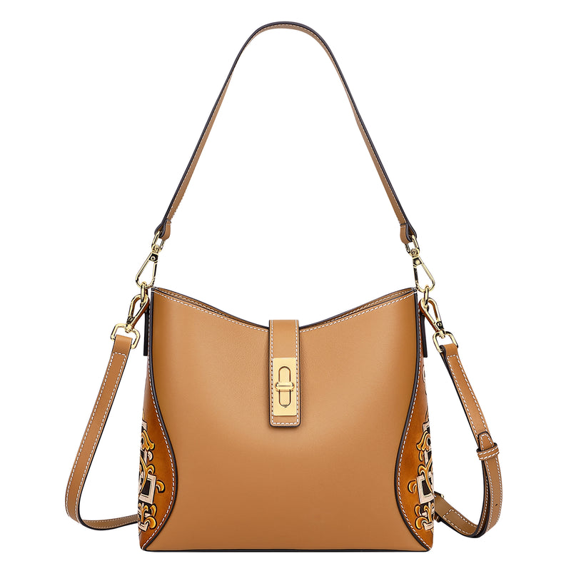 PIJUSHI Designer Hand Painted Leather Hobo Bags