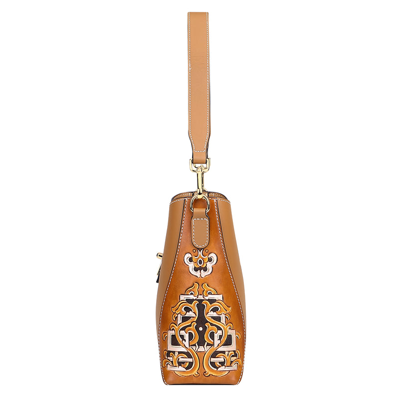 PIJUSHI Designer Hand Painted Leather Hobo Bags