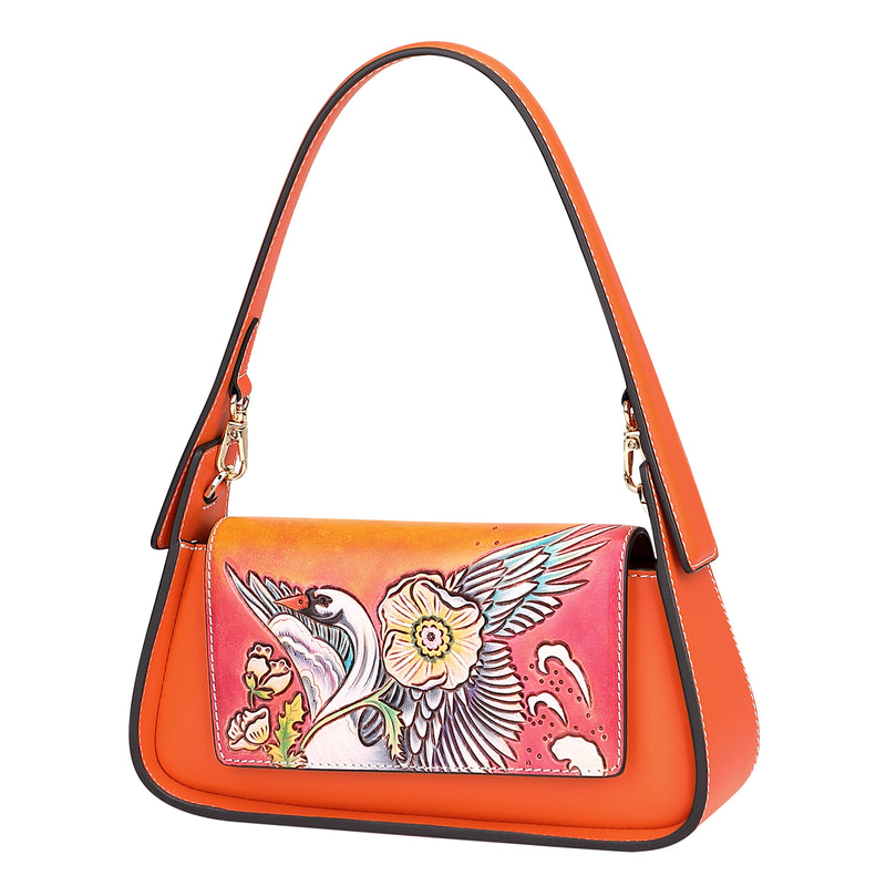 PIJUSHI Leather Shoulder Bag Women Hand Painted Hobo Purses