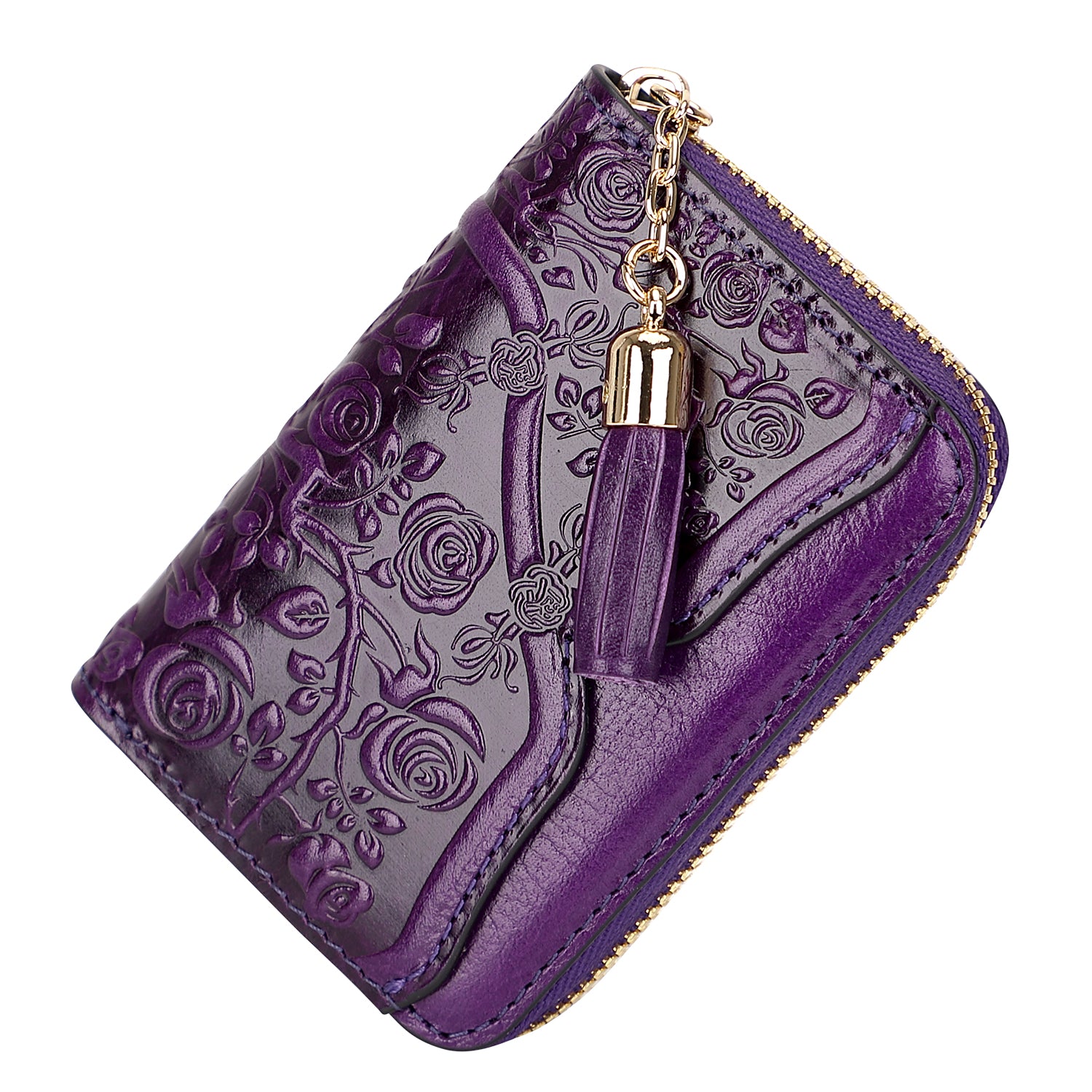 Genuine Leather Credit Card Holder for Women Designer Floral Card Case ...