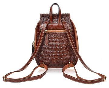 Crocodile backpack with Double G in brown