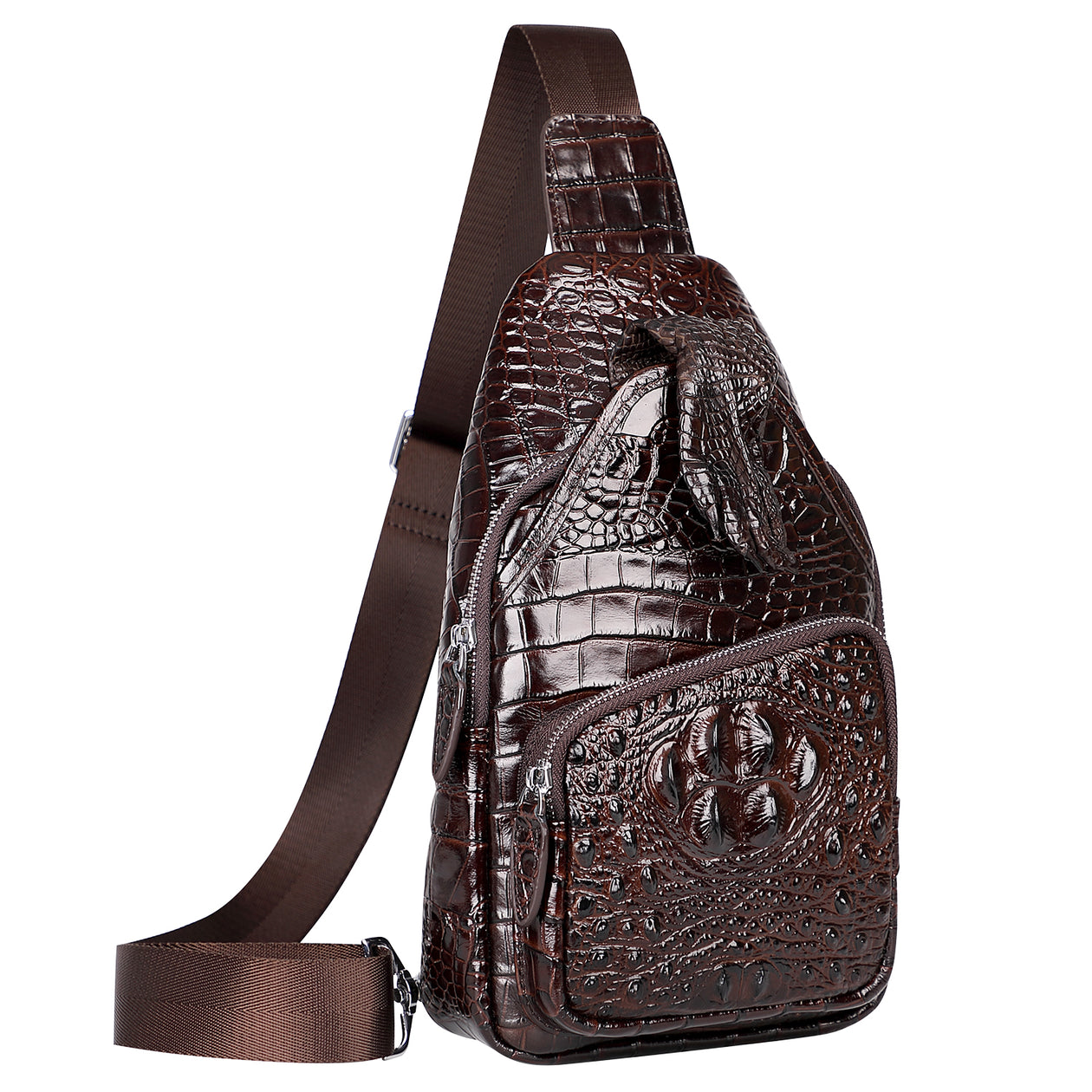 Crocodile Leather Sling Bag for Men Crossbody Chest Backpack – PIJUSHI
