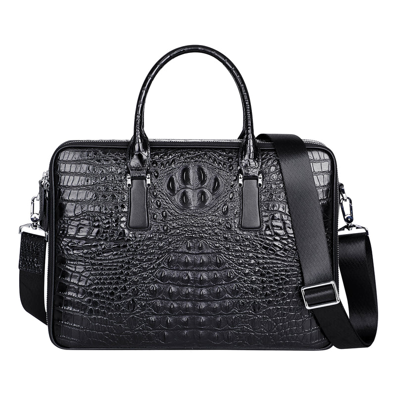 Crocodile Leather Briefcase for Men Business Slim Leather Laptop Bag ...