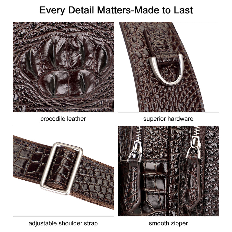 Crocodile Leather Sling Bag for Men Casual Daypack Sling Backpack – PIJUSHI
